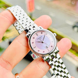 Tissot T Classic Carson Premium Lady Mother of Pearl Pink Dial Silver Steel Strap Watch For Women - T122.210.11.159.00 Authentic Buy Shop Now