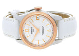Tissot T-Classic Powermatic 80 Mother of Pearl Silver Dial White Leather Strap Watch For Women - T108.208.26.117.00 Authentic Buy Shop Now