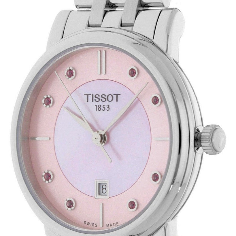 Tissot T Classic Carson Premium Pink Dial Silver Steel Strap Watch for Women - T122.210.11.159.00 Authentic Buy Shop Now