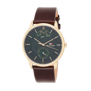 Tommy Hilfiger Hunter Green Dial Brown Leather Strap Watch for Men - 1791607 Authentic Buy Shop Now