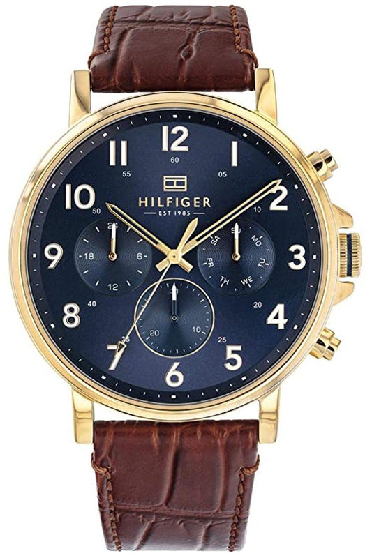 Tommy Hilfiger Daniel Blue Dial Brown Leather Strap Watch for Men - 1710380 Authentic Buy Shop Now