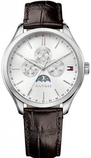 Tommy Hilfiger Oliver Quartz White Dial Brown Leather Strap Watch for Men - 1791304 Authentic Buy Shop Now