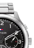 Tommy Hilfiger Asher Chronograph Black Dial Silver Steel Strap Watch For Men - 1791852 Authentic Buy Shop Now
