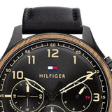 Tommy Hilfiger Asher Chronograph Black Dial Black Leather Strap Watch For Men - 1791854 Authentic Buy Shop Now