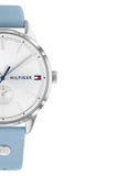 Tommy Hilfiger Brooke Silver Dial Blue Leather Strap Watch for Women - 1782023 Authentic Buy Shop Now
