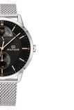 Tommy Hilfiger Hunter Quartz Black Dial Silver Steel Strap Watch for Men - 1791610 Authentic Buy Shop Now