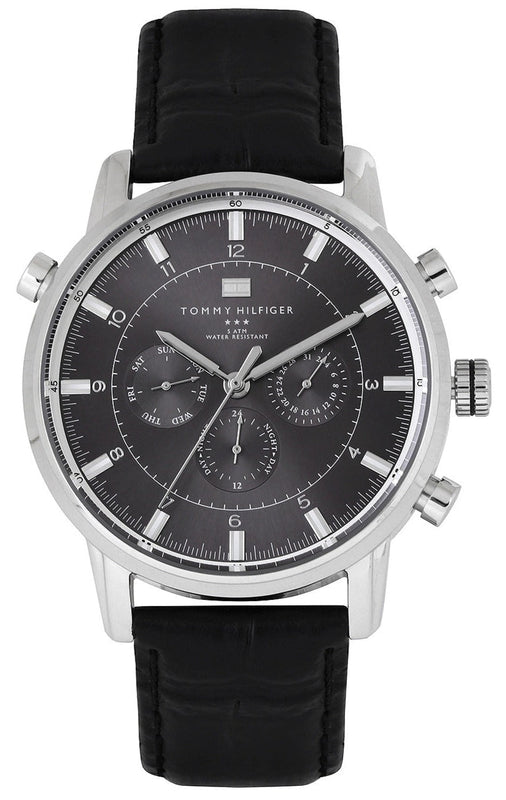 Tommy Hilfiger Harrison Chronograph Black Dial Black Leather Strap Watch for Men - 1790875 Authentic Buy Shop Now