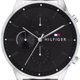 Tommy Hilfiger Chase Quartz Black Dial Silver Steel Strap Watch For Men - 1791485 Authentic Buy Shop Now
