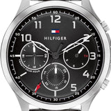 Tommy Hilfiger Asher Chronograph Black Dial Silver Steel Strap Watch For Men - 1791852 Authentic Buy Shop Now