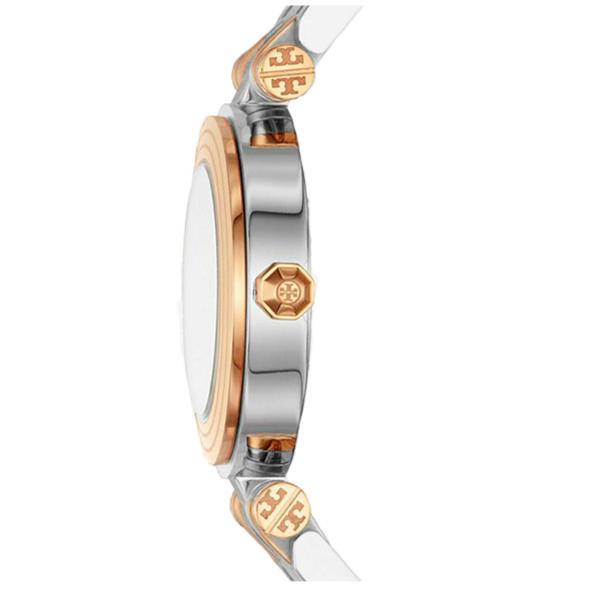 Tory Burch Classic T White Dial Two Tone Steel Strap Watch for Women - TBW9011 Authentic Buy Shop Now