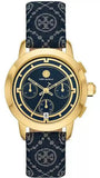 Tory Burch The Miller Chronograph Blue Dial Blue Jacquard Strap Watch for Women - TBW1038 Authentic Buy Shop Now