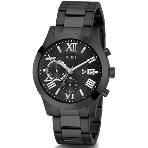 Guess Atlas Chronograph Black Dial Black Steel Strap Watch For Men - W0668G5 Authentic Buy Shop Now