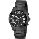 Guess Atlas Chronograph Black Dial Black Steel Strap Watch For Men - W0668G5 Authentic Buy Shop Now