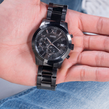 Guess Atlas Chronograph Black Dial Black Steel Strap Watch For Men - W0668G5 Authentic Buy Shop Now