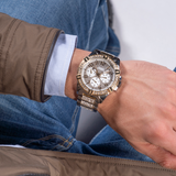 Guess Frontier Chronograph Crystals Silver Dial Two Tone Steel Strap Watch for Men - W0799G4 Authentic Buy Shop Now