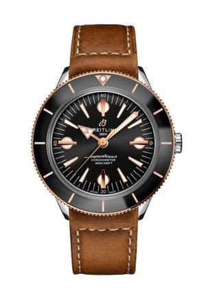 Breitling Superocean Heritage '57 Black Dial Brown Leather Strap Watch for Men - U10370121B1X1 Authentic Buy Shop Now