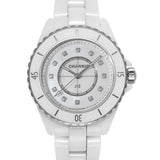 Chanel J12 Diamonds Mother of Pearl White Dial White Steel Strap Watch for Women - J12 H5704 Authentic Buy Shop Now