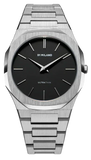 D1 Milano Ultra Thin Matte Black Dial Silver Steel Strap Watch for Men - D1-UTBJ40