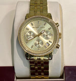 Michael Kors Runway Chronograph Gold Dial Gold Steel Strap Watch For Women - MK5698 Authentic Buy Shop Now