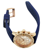 Guess Confetti Diamonds Gold Dial Blue Rubber Strap Watch For Women - W1098L6 Authentic Buy Shop Now