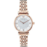 Emporio Armani T-Bar Gianni Crystal Pave Dial Rose Gold Steel Strap Watch For Women - AR11244 Authentic Buy Shop Now