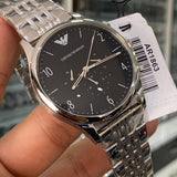 Emporio Armani Beta Chronograph Black Dial Steel Strap Watch For Men - AR1863 Authentic Buy Shop Now