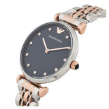Emporio Armani Gianni T Bar Crystal Blue Dial Two Tone Steel Strap Watch For Women - AR11092 Authentic Buy Shop Now