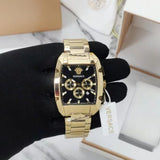 Versace Dominus Chronograph Black Dial Gold Steel Strap Watch For Men - VE6H00523 Authentic Buy Shop Now