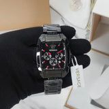 Versace Dominus Chronograph Quartz Black Dial Black Steel Strap Watch For Men - VE6H00623 Authentic Buy Shop Now