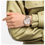 Michael Kors Bradshaw Chronograph White Dial Two Tone Steel Strap Watch For Women - MK7258 Authentic Buy Shop Now