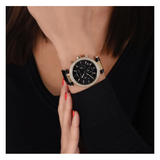 Michael Kors Parker Chronograph Black Dial Black Leather Strap Watch For Women - MK6984 Authentic Buy Shop Now