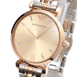 Emporio Armani Gianni T Bar Grey Dial Two Tone Steel Strap Watch For Women - AR1840 Authentic Buy Shop Now