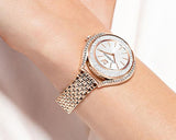 Swarovski Crystalline Aura White Dial Two Tone Mesh Strap Watch for Women - 5644075 Authentic Buy Shop Now