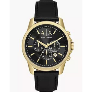 Armani Exchange Outerbanks Chronograph Black Dial Black Leather Strap Watch For Men - AX7133 Authentic Buy Shop Now