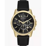 Armani Exchange Outerbanks Chronograph Black Dial Black Leather Strap Watch For Men - AX7133 Authentic Buy Shop Now