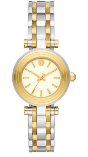 Tory Burch Classic T White Dial Two Tone Steel Strap Watch for Women - TBW9013 Authentic Buy Shop Now
