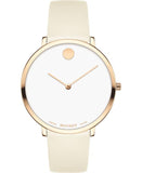 Movado Museum 70th Anniversary Special Edition White Dial White Leather Strap Watch For Women - 0607139 Authentic Buy Shop Now