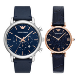 Emporio Armani Gianni T-Bar Quartz Blue Dial Blue Leather Strap Watch for Women - AR11424 Authentic Buy Shop Now