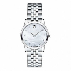 Movado Museum Classic Mother of Pearl Dial Silver Steel Strap Watch For Women - 0606612 Authentic Buy Shop Now