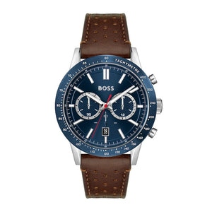 Hugo Boss Allure Blue Dial Brown Leather Strap Watch for Men - 1513921 Authentic Buy Shop Now