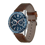 Hugo Boss Allure Blue Dial Brown Leather Strap Watch for Men - 1513921 Authentic Buy Shop Now