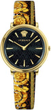 Versace V-Circle Black Dial Gold Leather Strap Watch for Women - VBP13017 Authentic Buy Shop Now
