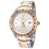 Versace Hellenyium GMT Silver Dial Two Tone Steel Strap Watch for Men - V11030015 Authentic Buy Shop Now