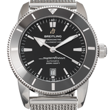Breitling Superocean Heritage B20 Automatic 46 Black Dial Silver Mesh Bracelet Watch for Men - AB2020121B1A1 Authentic Buy Shop Now