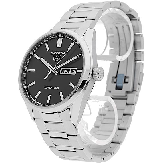 Tag Heuer Carrera Day Date Automatic Black Dial Silver Steel Strap Watch for Men - WBN2010.BA0640 Authentic Buy Shop Now
