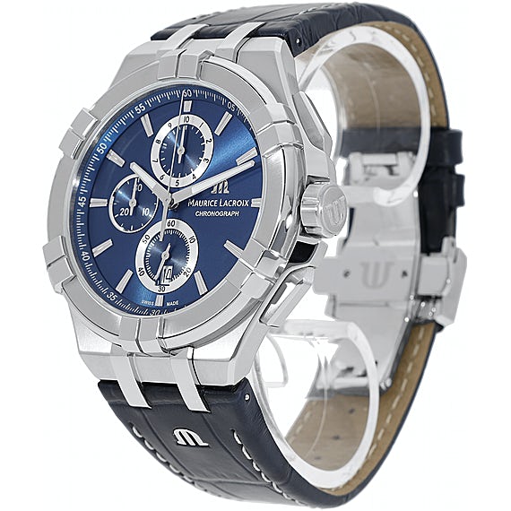 Maurice Lacroix Aikon Chronograph Blue Dial Blue Leather Strap Watch for Men - AI1018-SS001-430-1 Authentic Buy Shop Now