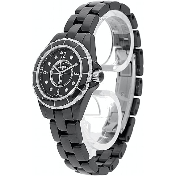 Chanel J12 Diamonds Black Dial Black Steel Strap Watch for Women - J12 H2569 Authentic Buy Shop Now