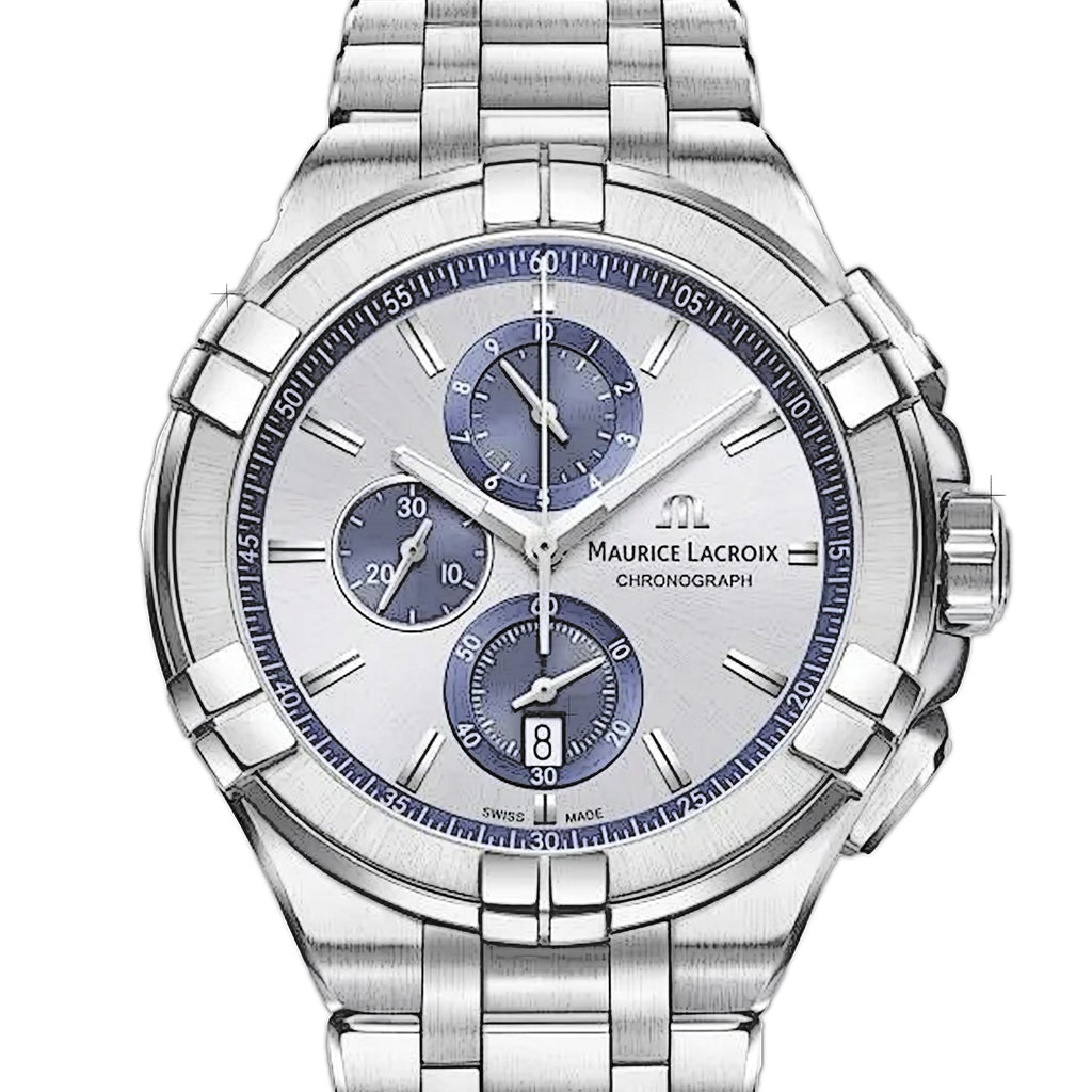 Maurice Lacroix Aikon Chronograph Silver Dial Silver Steel Strap Watch for Men - AI1018-SS002-131-1 Authentic Buy Shop Now