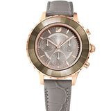 Swarovski Octea Lux Chrono Grey Dial Grey Leather Strap Watch for Women - 5452495 Authentic Buy Shop Now