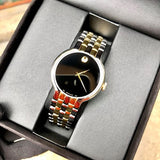 Movado Veturi Quartz Black Dial Two Tone Steel Strap Watch for Men - 0606932 Authentic Buy Shop Now